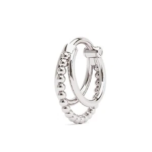 14K Weißgold gestapeltes Granulat 16g Septumring, dreifach geschichtete Perle Septumreifen - Bild 1 von 7
