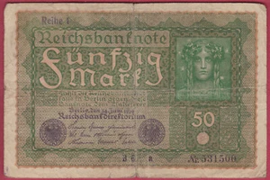R* GERMANY 50 MARK 1919 P-66 USED DETAILS #3632 - Picture 1 of 2