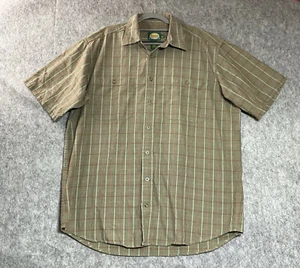 Cabelas Shirt Mens LT Green Plaid Short Sleeve Button Up Outdoor Large Tall - Picture 1 of 9