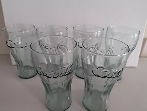 Coca Cola Vintage Tumbler Libbey Glass Green 16.75 Oz Set Of 6 - Picture 1 of 5