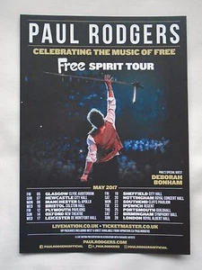 PAUL RODGERS/Free/Bad Company Live 2017 UK "Free Spirit Tour" Promo tour flyer - Foto 1 di 1