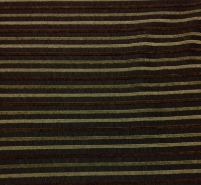 REGAL PRIME STRIPE BROWN HEAVY CHENILLE RAILROADED FABRIC BY THE YARD 57"W - Image 1 of 4