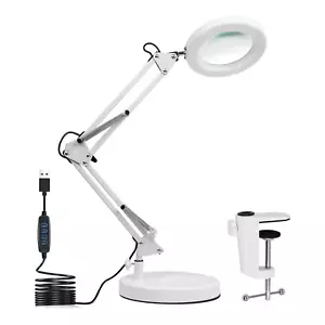 10X LED Magnifier Glass Desk Lamp With Light Stand Clamp Beauty Magnifying Lamp - Picture 1 of 22