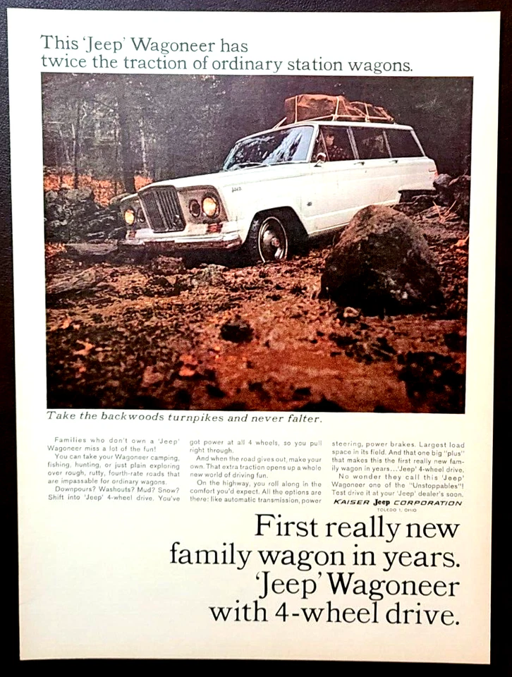 Anuncio impreso vintage original Jeep Wagoneer 1965 Foto 1 de 1