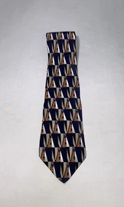 Corbata para hombre George Machado L 56 W 4 negra marrón blanca corbata seda hecha en EE. UU. - Imagen 1 de 3
