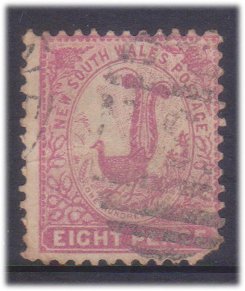 (F228-54) 1888 NSW 8d magenta Lyre bird stamp (round corner) (BD) - Image 1 of 1