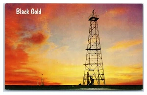 Pumping Oil Well at Sunset photo by Humble Oil and R. Company Postcard - Picture 1 of 2