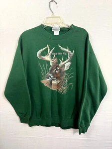 Sudadera De Colección Lee Para Hombres XL Verde Vellón Gráfico Peso Pesado Caza Tiro - Imagen 1 de 6