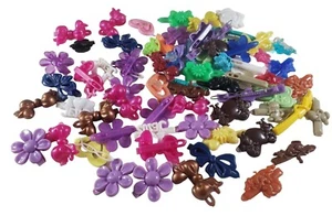 Lotto fermagli e barrette per capelli in plastica colorati assortiti forme fiori vintage - Foto 1 di 5