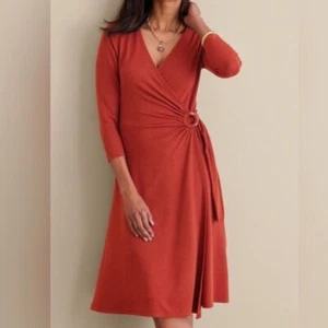 Soft Surroundings Women Damaria Dress Red Ochre wrap dress 1X NWT Rustic Orange - Picture 1 of 14