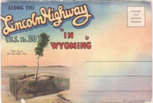 Along The Lincoln Highway In Wyoming, US No30, Vintage Folder Postcard, 21 Views - Picture 1 of 12