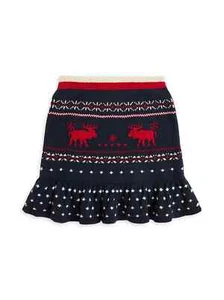 Polo Ralph Lauren Fair Isle Knit Skirt Girls 6X Navy Multi Wool Blend Pull On - Picture 1 of 15
