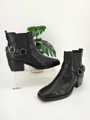 Sam Edelman Bellamie Cuero Negro Moto Western Botines Talla 10.5M EE. UU. Foto 1 de 4
