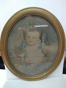 Antique Oval Picture Frame Baby Boy Blue Eyes Pre-owned  - Picture 1 of 10
