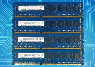 16GB (4x4GB) PC3-10600U DDR3-1333MHz 2Rx8 ECC Hynix HMT351U6CFR8C-H9 - Image 1 of 2