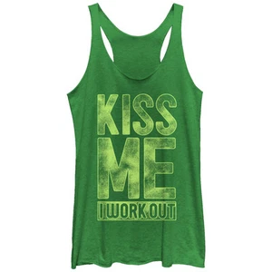 Women's CHIN UP Kiss Me I Work Out Racerback Tank Top - Picture 1 of 9