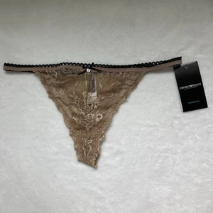Vintage Brown Lace Emporio Armani Gardenia Thong NWT Deadstock Sexy Lingerie L - Picture 1 of 10