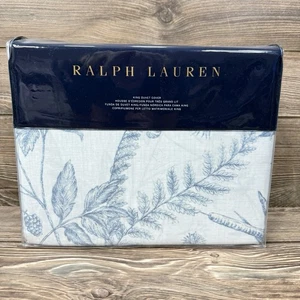 Ralph Lauren Genevieve Floral King Duvet Cover 100% Cotton Sateen Blue NWT $430 - Picture 1 of 6