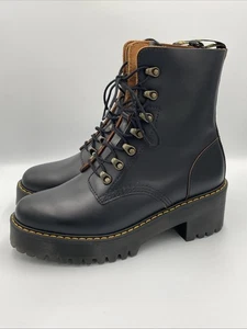 Botas Dr Martens Leona Plataforma Tacón Con Cordones Para Mujer Talla 10 Cuero Negro NUEVAS - Imagen 1 de 7