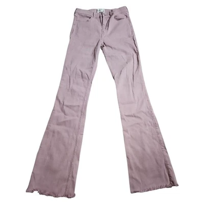 Abercrombie Niños Tiro Alto Acampanado 15/16 Largo Dobladillo Crudo Malva Mezcla de Algodón Elástico Foto 1 de 4