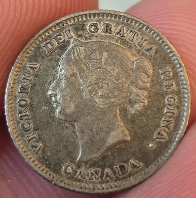 1880-H Canada 5c Half Dime Silver Victoria XF original surfaces - Image 1 of 4