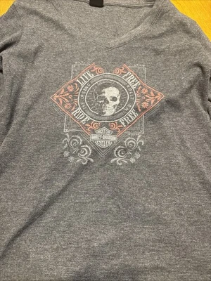 Women’s Harley Davidson Long Sleeve V Neck  Tshirt Size Xl Missing Size Tag - Image 1 of 4