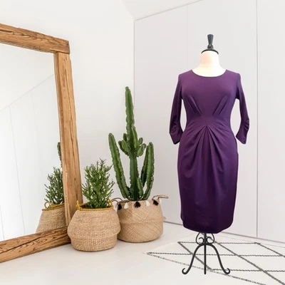 Lafayette 148 NY Women’s 12 Sheath Wool Blend Suit Dress Gathered Waist Purple - Image 1 of 4