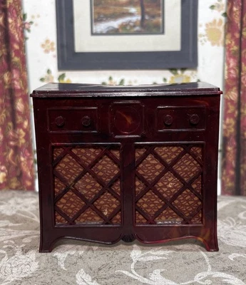 Jaydon CONSOLE RADIO Vintage Tin Dollhouse Furniture Renwal Ideal Plastic 1:16 - Image 1 of 4