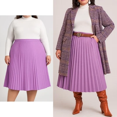 J. Falda midi plisada púrpura para mujer Crew talla 20 coqueta romántica clásica línea A Foto 1 de 4