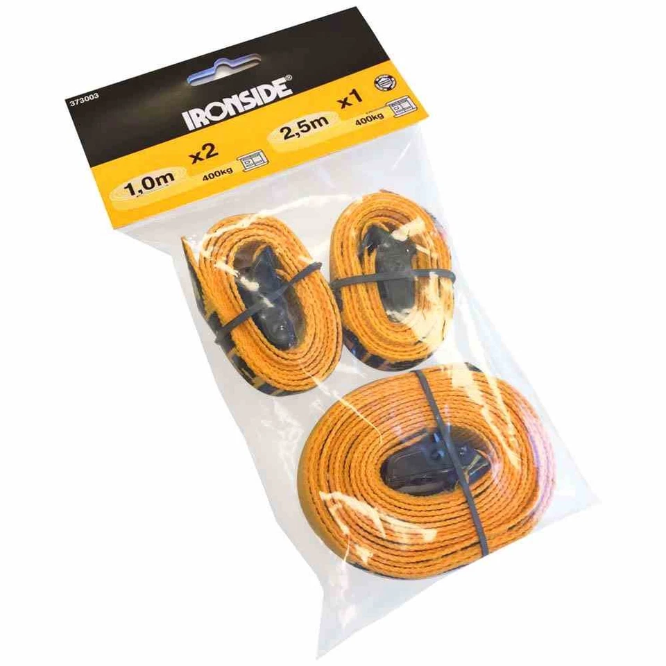 Ironside 373-003 Zurrgurt-Set 3-tlg. 25mm 1 5m / 2 x 1m 400daN gelb (1 Se