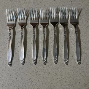 Oneida Prestige Home Decorator  Silverplate Firelight Salad Forks Set 7 - Picture 1 of 6
