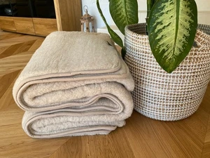 Wolldecke australisches Merino Naturhaardecke Wohndecke Kuscheldecke- Beige - Picture 1 of 4