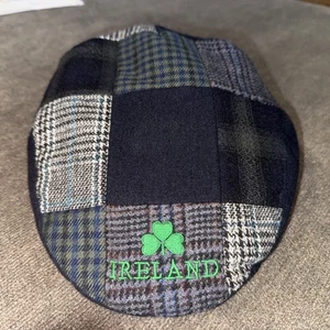 Suantrai Ireland Patchwork Wool Blend Newsboy Hat Embroidered Irish Paddy Cap L - Picture 1 of 6