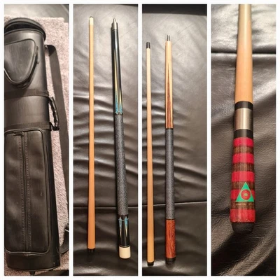 Billard Queue Combo von J &J mit Spielqueue,Break & Jump-Queue und Lederköcher  - Bild 1 von 4