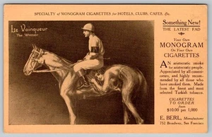 MONOGRAMA CIGARRILLOS E. BERL MFG JOCKEY CABALLO FANTASÍA METAMÓRFICA MUJER POSTAL - Imagen 1 de 2