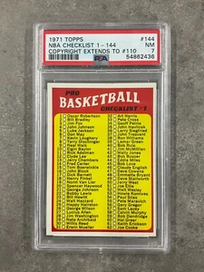 PSA 7 1971 Topps #144 NBA Checklist 1-144 Copyright Extends to #110 - Picture 1 of 2