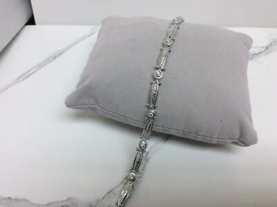 14k WHITE Solid Real Gold Fancy Diamond Tennis lady Bracelet  7 1/4''  14.90 gr - Image 1 of 4