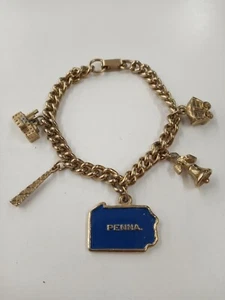 Vintage Pennsylvania State Charm Bracelet. Liberty Bell, Oil, Coal Industry - Picture 1 of 6