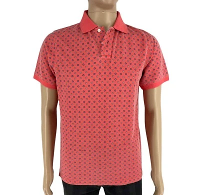 B. K. Men Light Red Slim Fit Printed Short Sleeves Pique Polo Shirt Size M - Image 1 of 4