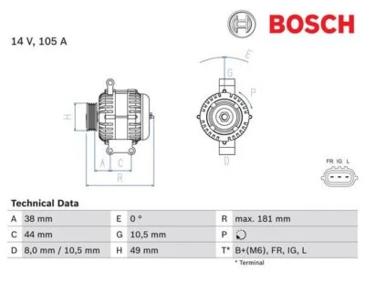 Generatore Bosch 0986084240 per MINI Mini Mini Cabriolet - Immagine 1 di 2