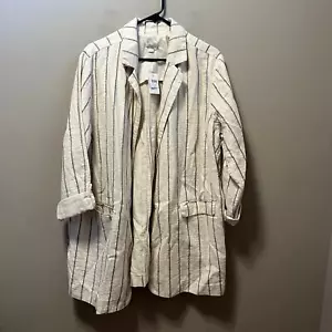 J. Jill Striped Linen Cotton Blend Long Loose-Fit Blazer Size XL New - Picture 1 of 7