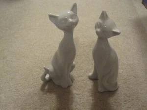 Vintage weiße Keramik Siamkatze 2er Set OMC Japan - Bild 1 von 9