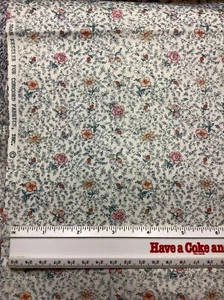 Vtg Joan Kessler Concord Fabrics Florals Off White Cotton 3 Yards- 11” X  45” - Picture 1 of 1