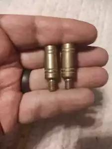 Pair Solid Turned Brass 1" Tall Finial Lamp Risers - Std. Harp Thread - Picture 1 of 6