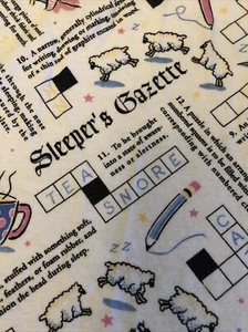 Springs industries flannel fabric The Slumber Times sheep crossword puzzle - Picture 1 of 2