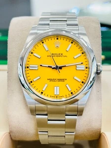 Rolex Oyster Perpetual 124300 41 Custom Yellow Dial Watch Box/Papers MINT - Picture 1 of 9