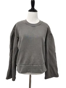 Madewell x Karen Walker Crop Sweatshirt Medium Gray Puff Sleeve Drop Shoulder - Picture 1 of 13