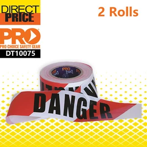 2X Pro Choice Barricade Tape - 100m x 75mm DANGER Print,DT10075 - Picture 1 of 4
