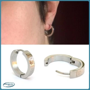 orecchini cerchio uomo acciaio inox color argento cerchietti anelle da in grandi - Foto 1 di 12
