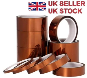 Kapton Polyimide Tape Heat Resistant Adhesive Insulation 70mm Wide 33M Long UK - Picture 1 of 12